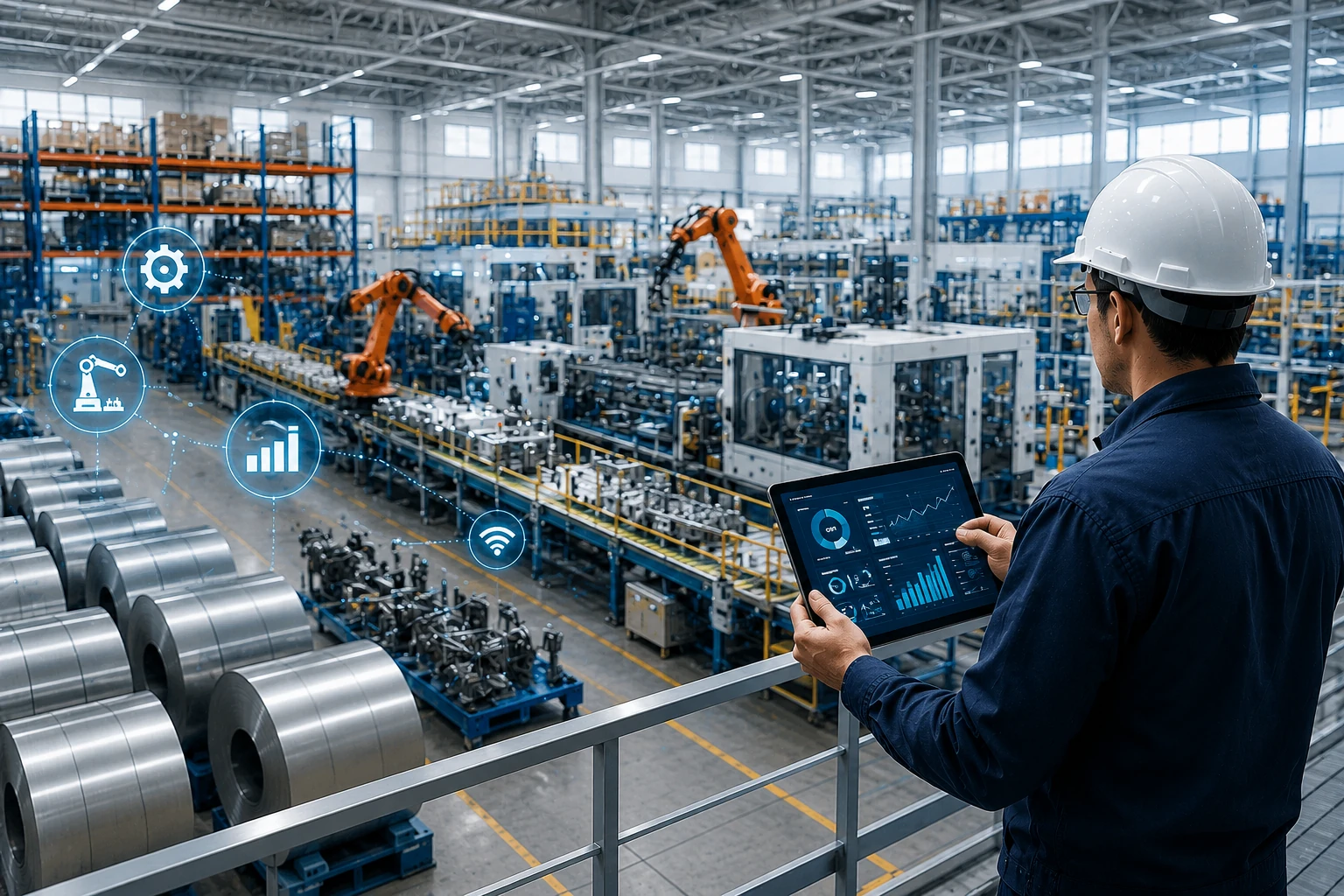 Modern manufacturing facility with digital technology